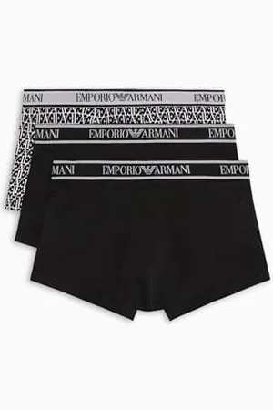 Emporio Armani Stretch Cotton Core Logoband 3-Pack Trunk, Boxer Uomo, (Black-Pr.Black-Black), S