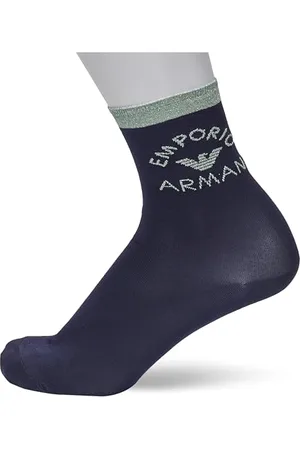 Emporio Armani Macro Logo Monopack Short Socks, Calzini Donna, (Marine), Taglia unica