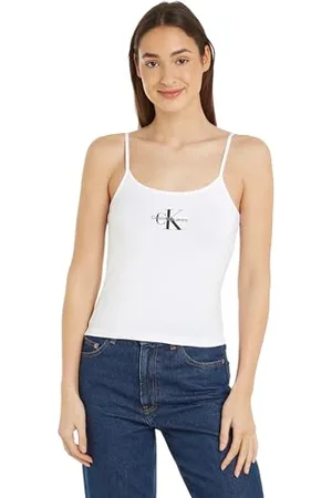 Calvin Klein Canotte Donna Strappy Tank Top Slim Fit, (Bright White), 3XL