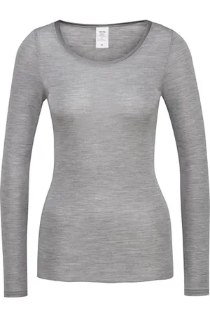 Calida True Confidence Top a Maniche Lunghe Canottiera, Oscurante, Platino melé, 54-56 Donna
