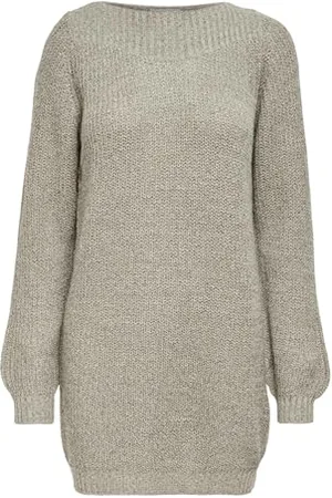 JDY Whitney Megan L/S Boat Dress Knt Noos, Vestito Donna, (Cement), S
