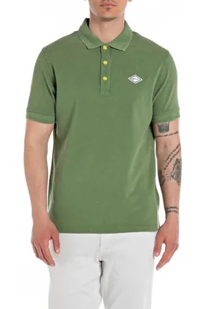 Replay Polo da uomo in cotone a maniche corte, verde (Combat Green 830), L