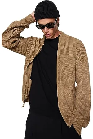 Trendyol Man Regular Fit Basic High Neck Knitwear Cardigan Camicia, , M Uomo