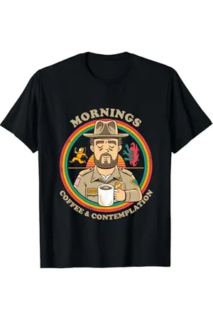 Stranger Things Meme retrò sulla contemplazione del caffè Hopper di Maglietta