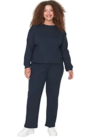 Trendyol Damen 2er-Pack Gerade Lange Ärmel Freizeitkleidung Regulär Pyjama-Set in übergröße Pigiama, , XXL da Donna