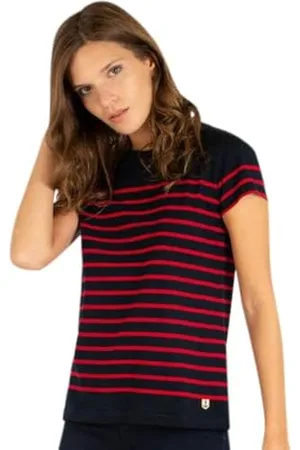 Armor.lux Armor Lux Marinière TEL Héritage Femme T-Shirt, (Ii9 Rich Navy/Braise Ii9), 48 (Taglia Produttore: 4) Donna