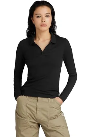 G-Star Donna Ribbed Slim Polo, (dk black D24513-D527-6484), M