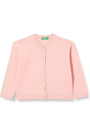 Benetton Maglia Coreana M/L 1194g5007, Maglione Cardigan Bambine e ragazze, Rosa Antico 03Z, 82