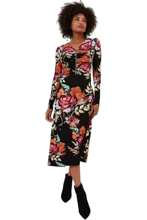 Joe Browns Zip-Front Floral Midi Jersey Dress Vestito Casual, , 44 Donna