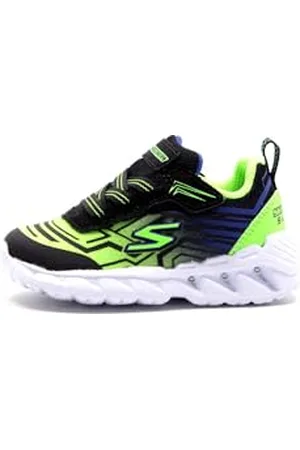 Skechers 401503n Bblm, Scarpe da Ginnastica, Nero Sintetico Maglia Blu Lime Trim, 21 EU