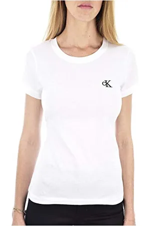 Calvin Klein Jeans CK EMBROIDERY SLIM TEE J20J212883, Donna, (Bright White), S