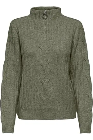 JDY Andrea L/S Zip Cable Pullover Knt Maglione Lavorato a Maglia, , L Donna