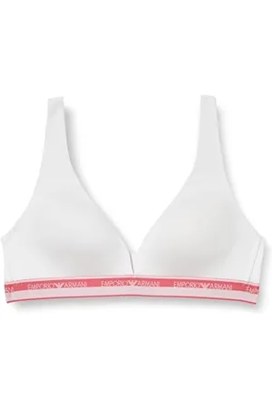 Emporio Armani Stretch Cotton Logoband Padded Triangle Bra, Reggiseni basic Donna, (White), L