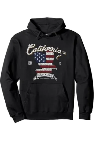 California Golden State Eagle With American Flag Felpa con Cappuccio