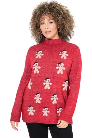 Ulla Popken Pullover, Lebkuchenmann, Stehkragen, Langarm, , 68-70 Donna