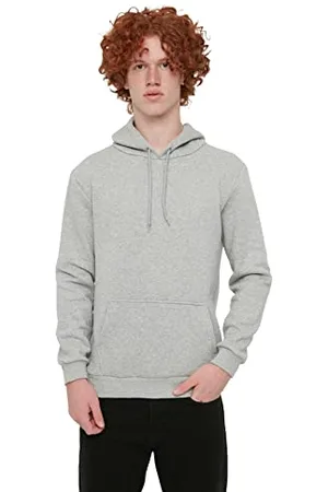 Trendyol Tessuto Tok con Cappuccio con Tasche a Marsupio Maschile con Felpa di Base Maglia di Tuta, , M Uomo