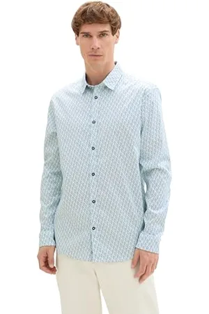 TOM TAILOR 1042515 Camicia, 35803-Blue Squared Design, XXXL Uomo