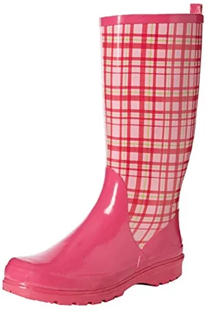 Playshoes Stivali di Gomma Naturale - Plaid, Stivaletti Pioggia Donna, Rosa (Pink 14), 37 EU
