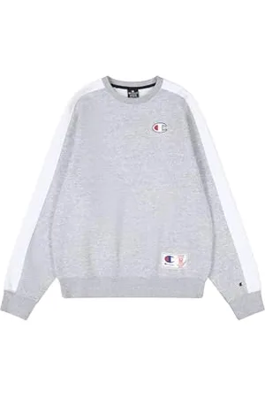 Champion Legacy Retro Sport (220318) -Soft Compact Poly Fleece Crewneck Felpa, (NOXM/Wht), L Uomo