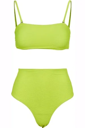 Urban classics Bikini Donna Mare, Bikini Donna a Due Pezzi, Slip a Vita Alta e Reggiseno a Fascia, Bikini Nero o Verde, Taglie XS - XL