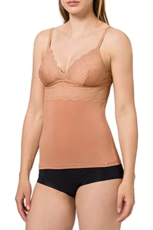 Skiny Damen Spaghettishirt Bamboo Lace Maglietta a Spaghetti, , 38 Donna