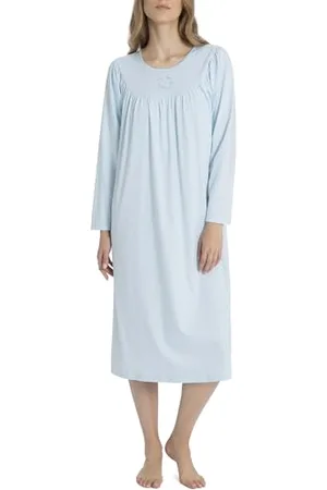 Calida Camicia da notte manica lunga con classico taglio raglan in cotone interlock. Lunghezza 110 cm, 4/M