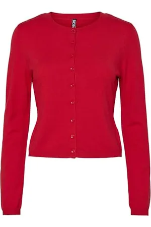 Pieces® Pcnatalie LS O-Neck Knit Cardigan Maglione, Rosso-High Risk Red, S Donna