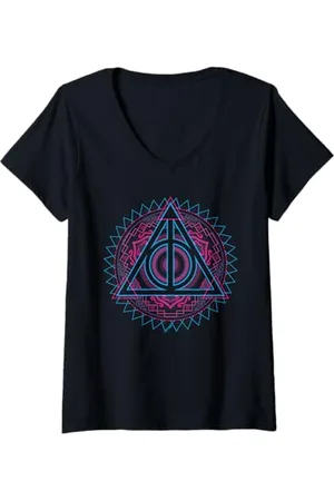 Harry Potter Donna Deathly Hallows Tech Maglietta con Collo a V