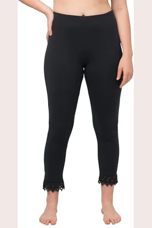 Ulla Popken 7/8-leggings, Saumspitze, Biobaumwolle Leggings 7/8, Orlo, Cotone Biologico, , 62/64 IT Donna