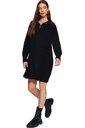 Trendyol Donne Dritto Mini Maniche Lunghe Casual Vestito Regolare NAN, , S Donna