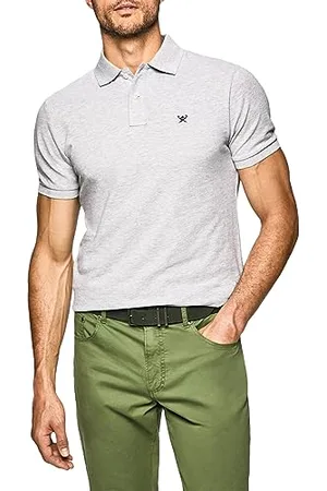 Hackett Slim Fit Logo Maglietta Polo, (Light Grey), L Uomo