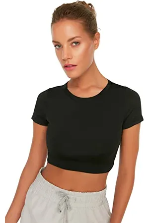 Trendyol Camicetta in Maglia Girocollo Standard Aderente Sportiva Donna Camicia