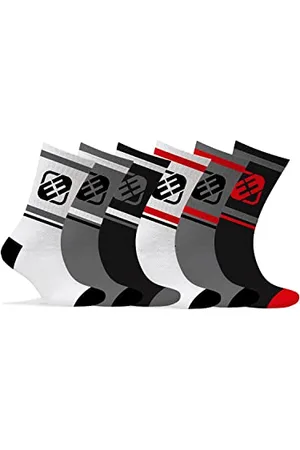 Freegun Calzini Uomo sportivo morbido, set di 6 Calze Uomo Lunghe, tennis, tessitura con imbottiti, Nero, Bianchi, Rosso, , Taglie 43/46