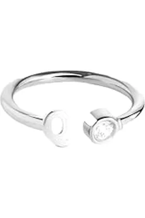 SINGULARU Anello Personalizzato Letter Spark. Regolabile. Argento Sterling 925 con Finitura Placcata Rodio. Taglia Unica. Gioielli da Donna. Lettera Q