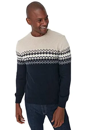 Trendyol Maglione Slim a Girocollo Maglia di Tuta, , XL Uomo