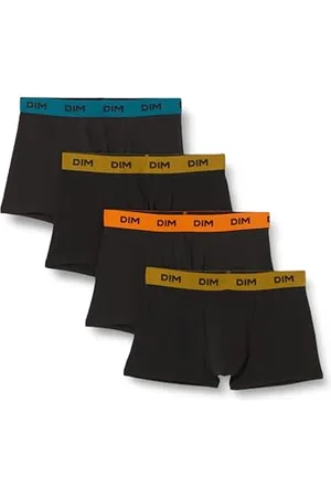Dim Boxer Mix and Colors in Cotone Elasticizzato Uomo x4, Cintura Nera Arancio/Blu/Verde, L