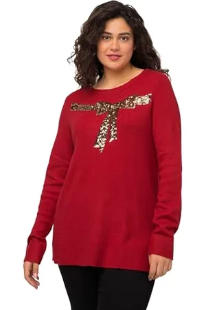 Ulla Popken Maglione con Fiocco in Paillettes, , 56-58 Donna
