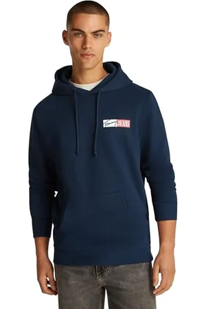 Tommy Hilfiger Uomo Felpa Entry Graphic con Cappuccio, Blu (Dark Night Navy), L