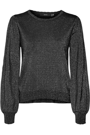 VERO MODA Vmhappyshine LS O-nk Scallop Pull Boo Maglione Lavorato a Maglia, , XS Donna