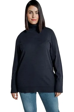 Ulla Popken Pullover Rollkragen Dolcevita, Blu Navy, 64-66 Donna