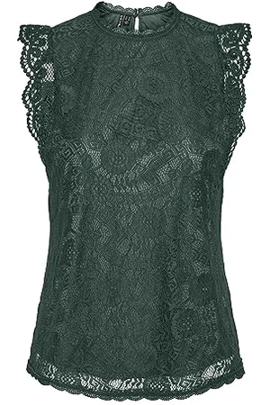 Pieces® Bestseller A/S Pcolline SL Lace Top Noos BC, Trekking Green, L Donna