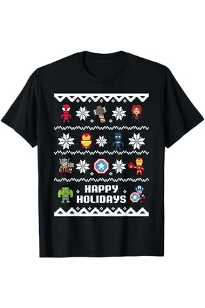 Marvel Avengers Christmas Sweater Happy Holidays Maglietta
