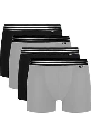 Dim Boxer Eco in Cotone Elasticizzato Comfort Uomo x4, Nero/Grigio, XL