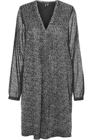 VERO MODA Vmholly LS Pleat Short Dress Wvn Ga Vestito Mini, , S Donna