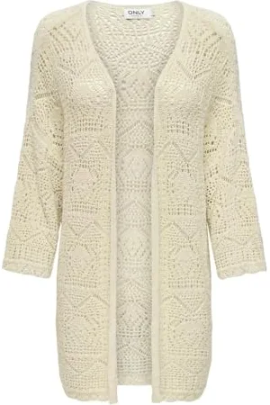 ONLY Onlbeach Nca Knt-Cardigan Lungo 7/8 Maglione, , L Donna