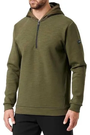 Hackett Hackett HS Hybrid HDY Hz Felpa con Cappuccio, (Kaki), S Uomo