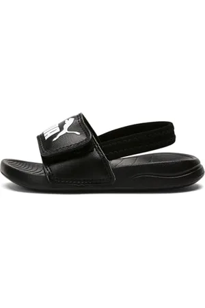 PUMA Popcat 20 Backstrap AC Inf, Slide Sandal Unisex-Bimbi 0-24, Black White, 23 EU