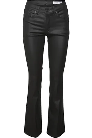 VERO MODA Vmflash Mr Flared Coated Pants Noos Jeans, , (S) W x 30L Donna