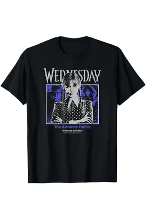 Wednesday The Addams Family Solitude Suits Me Retro Portrait Maglietta
