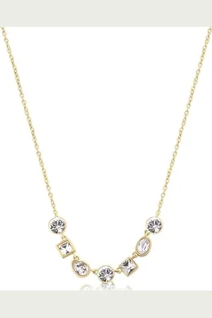 Brosway SYMPHONIA BYM162 - Collana da donna in acciaio INOX placcato oro 14K, decorata con cristalli, lunghezza: 43 cm, 430mm, LABEL_ACCIAIO_316L, Cristallo